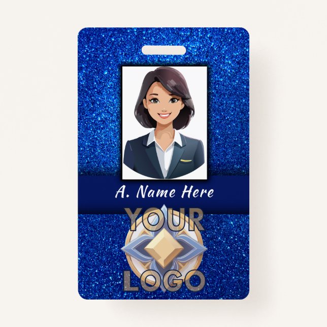 Badge Elegant Blue Parties scintillant Mariage Événement (Devant)