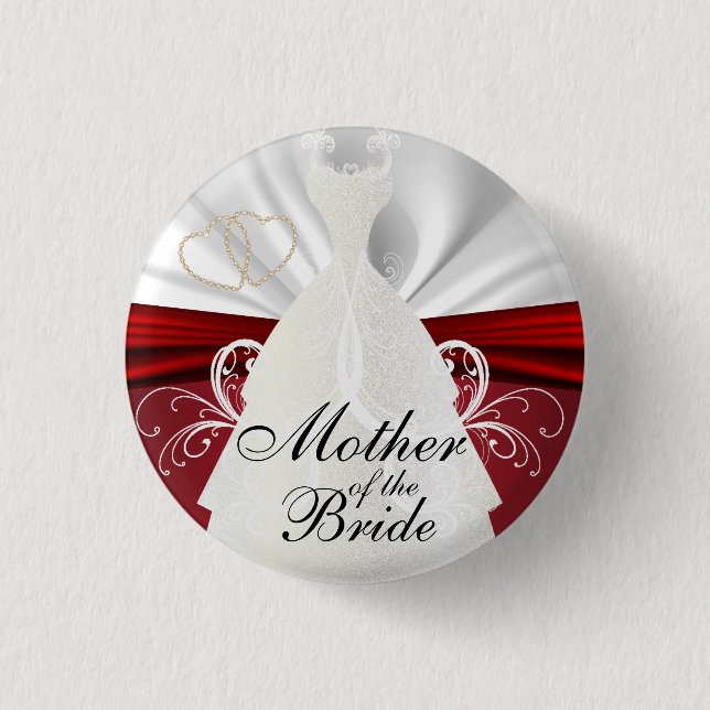 Badge Elegant Bridal Party with Red Accents (Devant)