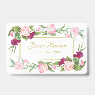 Badge Élégant Floral Purple Rose Pois doux Vintage