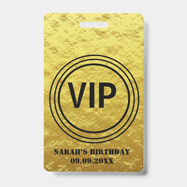 Badge Elégant Gold Black VIP All Access Anniversaire   (Face)