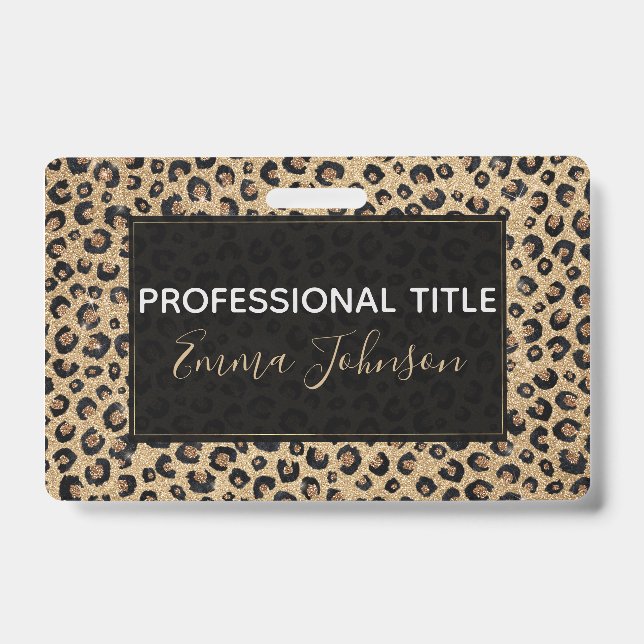 Badge Elegant Gold Glitter Black Leopard (Avant)