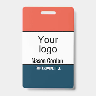 Badge Elégant, minimaliste bleu orange