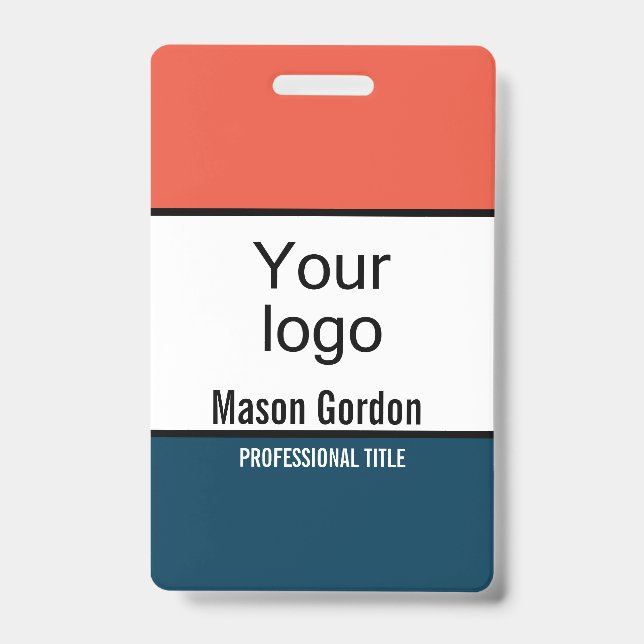 Badge Elégant, minimaliste bleu orange (Avant)
