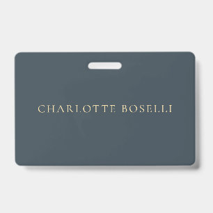 Badge Élégant Minimaliste Classique Charbon Professionne