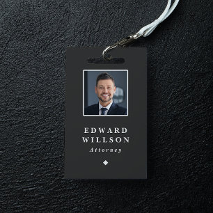 Badge Élégant noir minimaliste ID Barcode Business