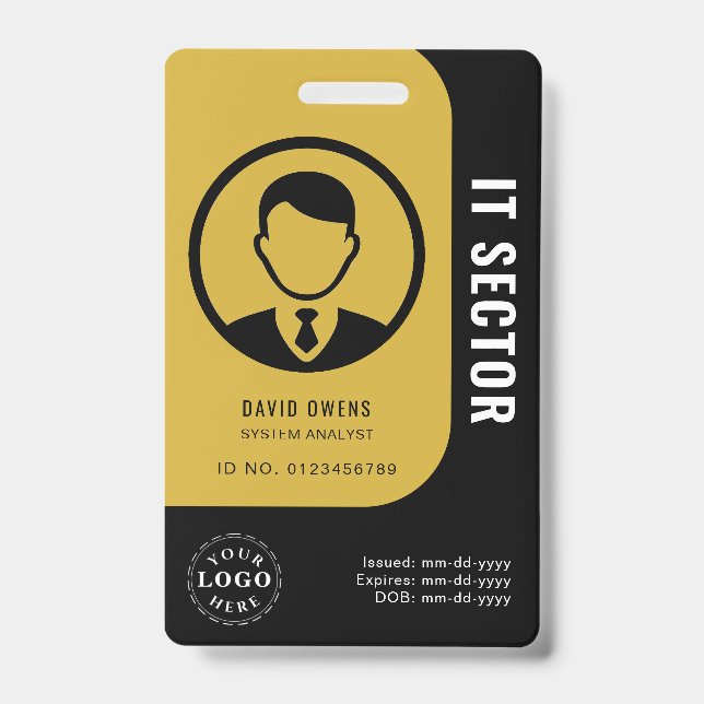 Badge élégant or et noir pour professionnels de l' (Avant)