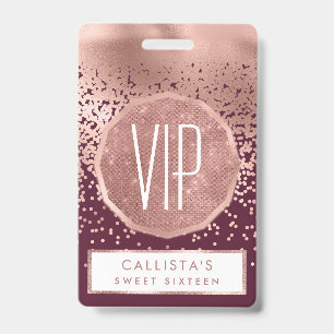 Badge Élégant Rose Bourgogne Gold Polka Dot Gradient