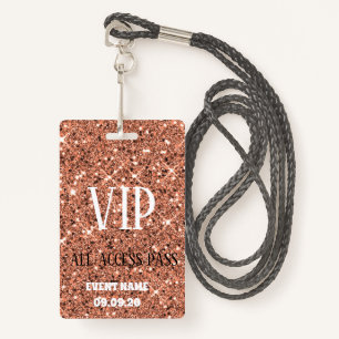 Badge Élégant Rose Gold Sparkle Parties scintillant VIP 
