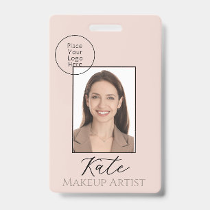 Badge Élégant Rose Pâle Beauté Entreprise Photo Branding