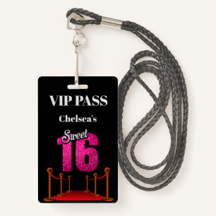 Badge Elégant tapis rouge Hollywood thème Sweet 16 VIP