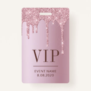 Badge Élégant VIP Access Rose d'événements Parties scint