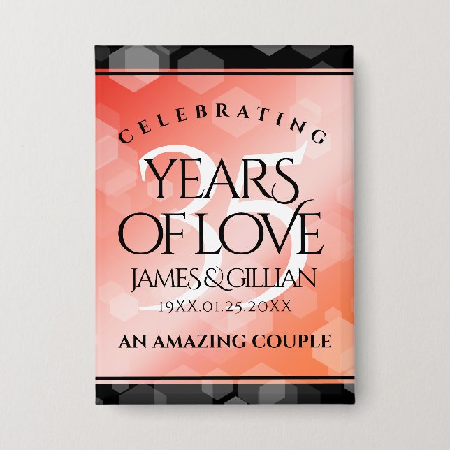 Badge Elégante 35ème anniversaire de Mariage de corail (Recto)