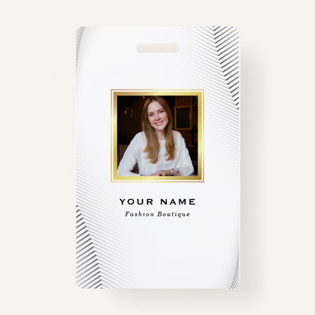 Badge Elégante Boutique Luxe Blanc Or (Devant)