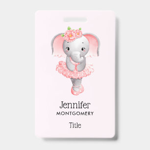 Badge Élégante Éléphant Ballerine Sur Pointe