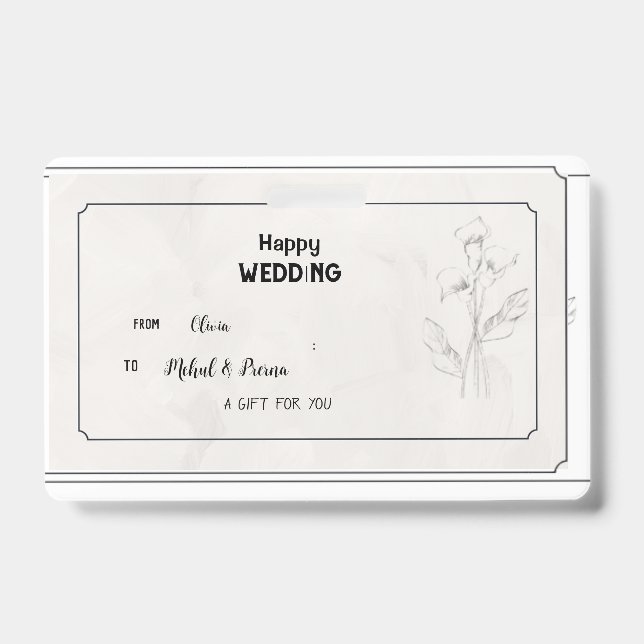 Badge Élégante étiquette cadeau Mariage beige (Avant)
