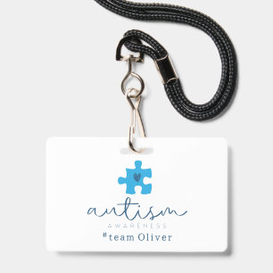 Badge élément de puzzle bleu de sensibilisation à l'auti