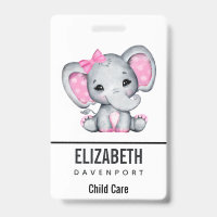 Eléphant de bébé rose mignon avec oreilles Poka Do