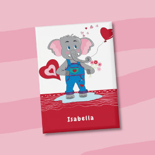 Badge Éléphant de la Saint-Valentin Rouge et Blanc Bouto