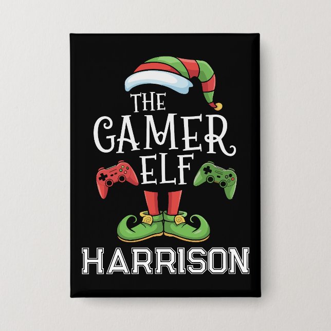 Badge Elfe de jeu vidéo personnalisé pour Noël (Recto)