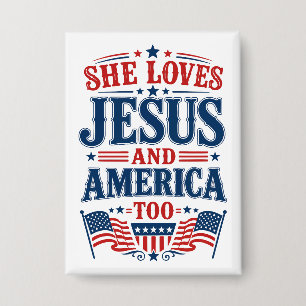 Badge Elle aime Jésus et l'Amérique aussi