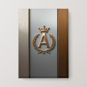 Badge Emblème Monogramme Doré A
