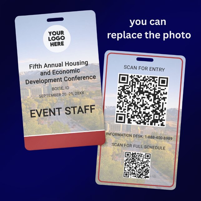 Badge Emplacement Logo Photo Remplacable QR Conférence (Créateur téléchargé)