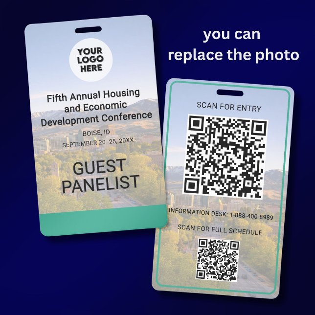 Badge Emplacement Remplacement Photo QR Logo Conférence (Créateur téléchargé)