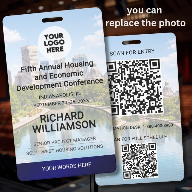 Badge Emplacement Remplacement Photo QR Logo Conférence (Créateur téléchargé)