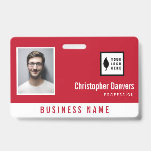 Badge employé de bureau Rouge Ajoutez votre logo