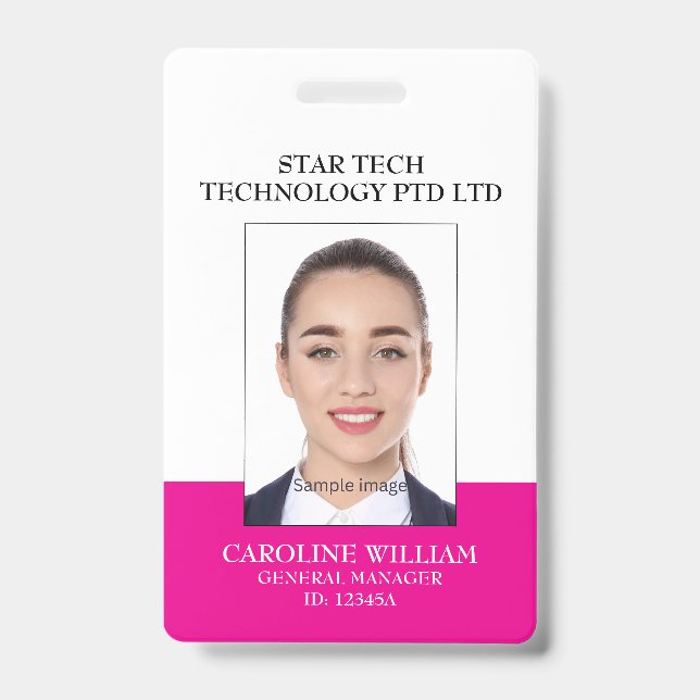Badge Employé de l'école de commerce formelle rose profe (Avant)
