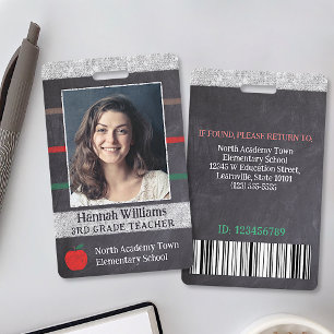 Badge Employé de l'école enseignant code barre de logo d