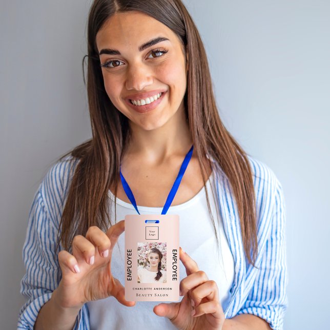 Badge employé de l'entreprise de photo en or rose (Créateur téléchargé)