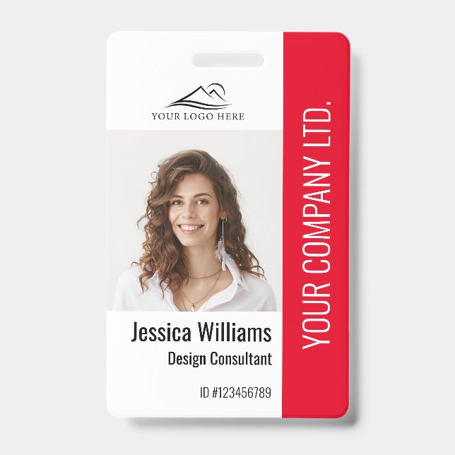 Badge Employé de l'entreprise personnalisé Code rouge (Avant)