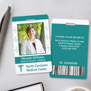 Badge Employé de l'hôpital Nurse Photo Code barre person