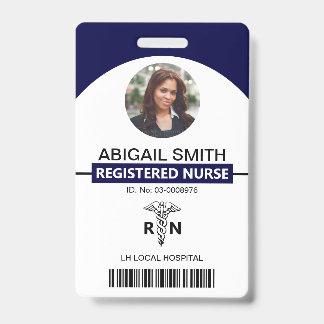 Badge Employé de l'hôpital RN marine modèle photo bleu