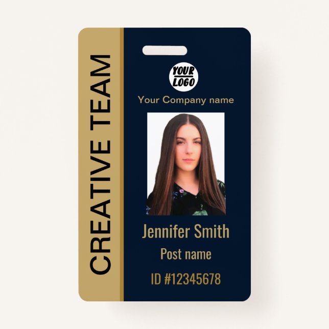 Badge Employé d'entreprise personnalisé, Nom, ID bleu, C (Devant)