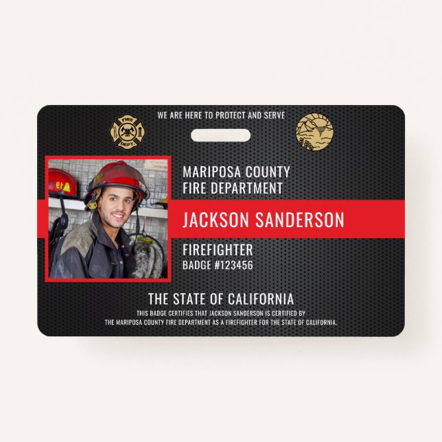 Badge Employé du service d'incendie de pompier sur mesur (Devant)