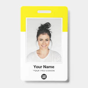 Badge Employé énorme Photo Qr Code Barres Logo Nom