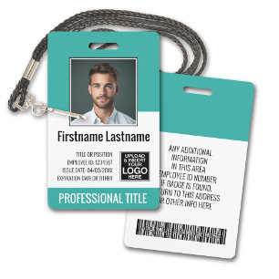 Badge Employé essentiel - Photo, Code-barres, Logo, Sarc