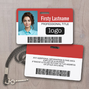 Badge Employé fait sur commande - photo, code barres,