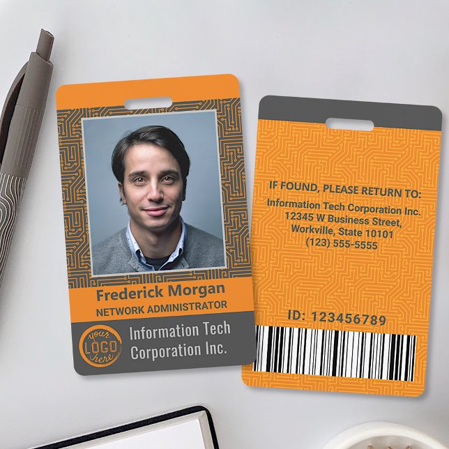 Badge Employé informatique logo code barre photo personn (Créateur téléchargé)