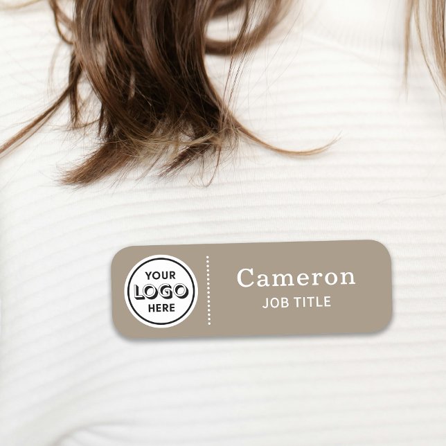 Badge Employé Marron Logo Entreprise Moderne (Créateur téléchargé)