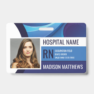 Badge Employé médical bleu personnalisé