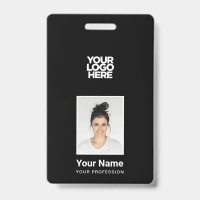 Employé noir - Photo, Code-barres, Grand logo, Nom