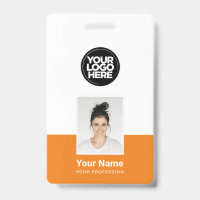 Badge Employé Orange - Photo, Code-barres, Grand L