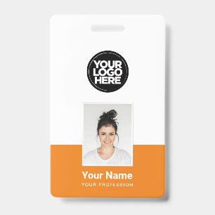 Badge Employé Orange - Photo, Code-barres, Grand L
