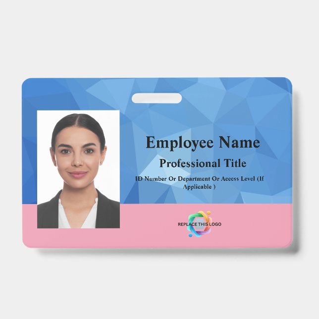 Badge Employé Personnalisé avec Photo, Code-barres (Avant)