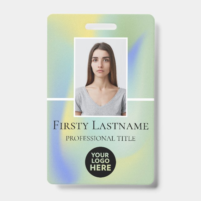 Badge employé personnalisé avec photo, code-barres (Avant)