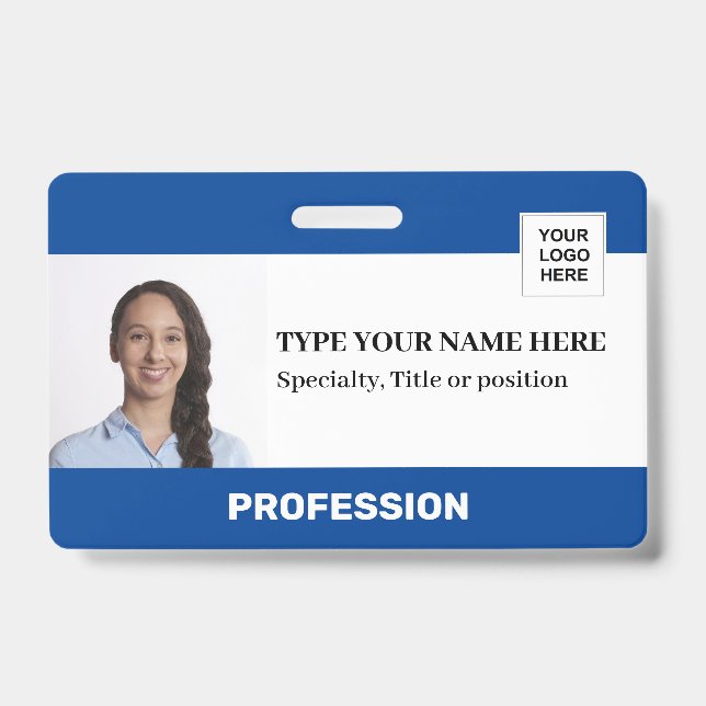 Badge Employé personnalisé | Code-barres du logo de phot (Avant)
