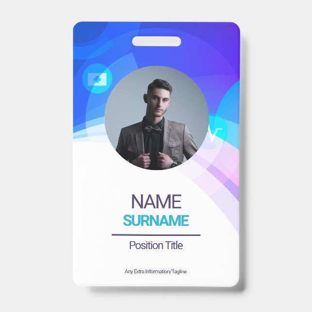 Badge Employé personnalisé - Photo, Adresse, E-mail, Nom (Face)